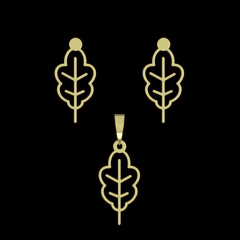 نیم ست طلا 18 عیار زنانه مدوپد مدل برگ کد NA15902