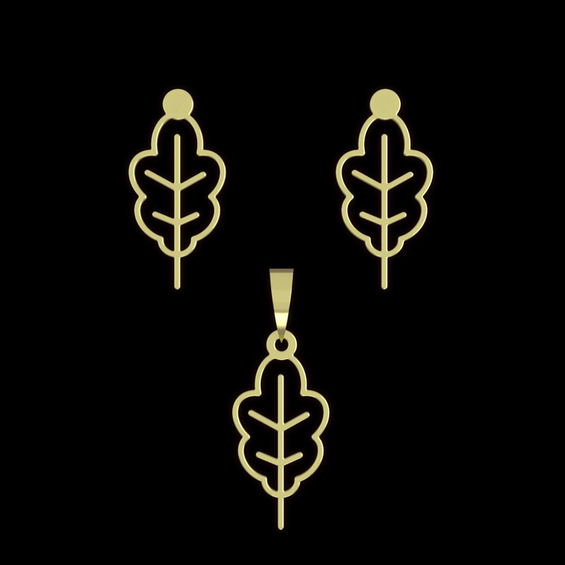 نیم ست طلا 18 عیار زنانه مدوپد مدل برگ کد NA15902