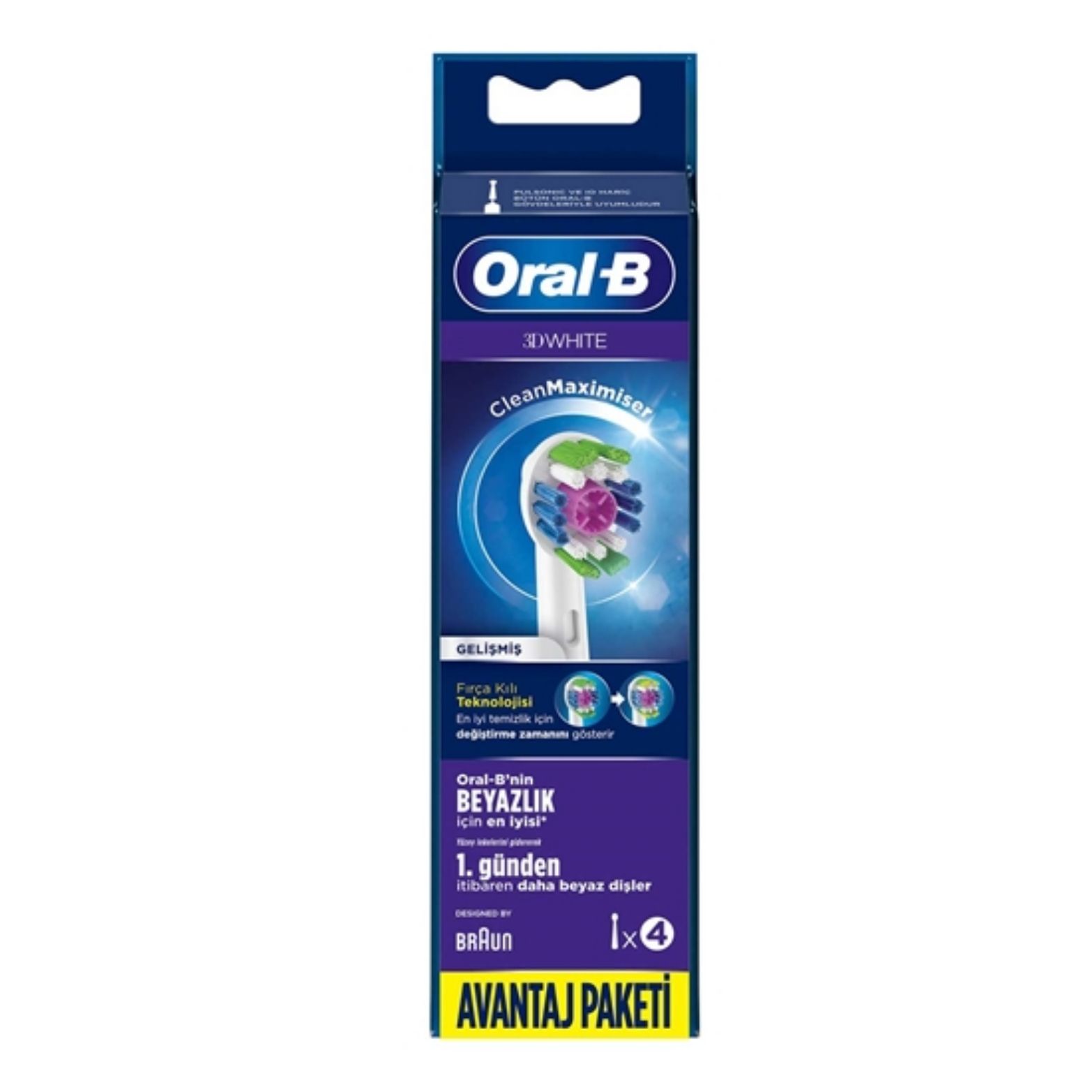 سری یدک مسواک برقی اورال-بی مدل 3D white کد clean maximiser بسته 4 عددی -  - 3