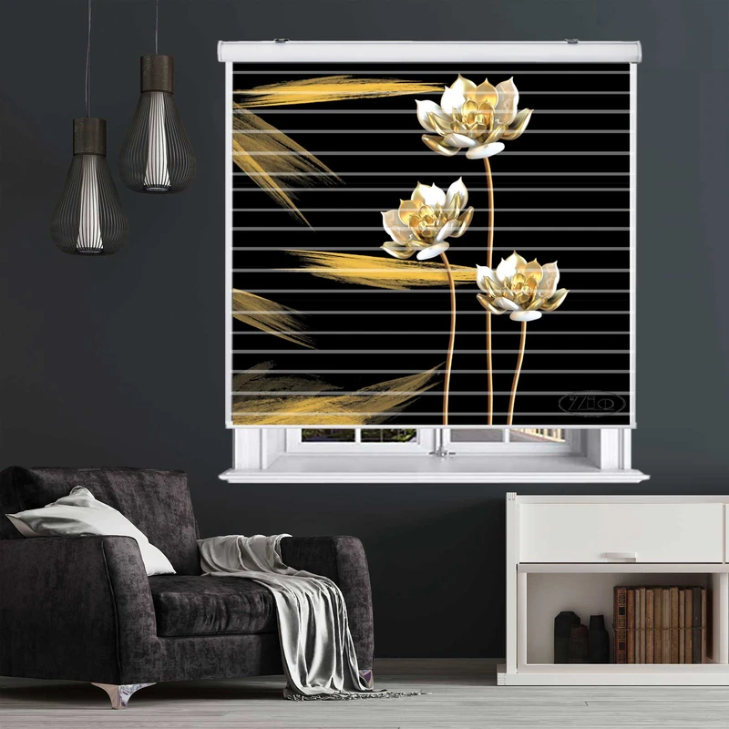 پرده زبرا زیو مدل سیلوئت کد 3D1178 سایز 150x150 سانتی متر