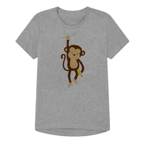 تی شرت آستین کوتاه پسرانه مدل میمون کوچک کد Z12 رنگ طوسی