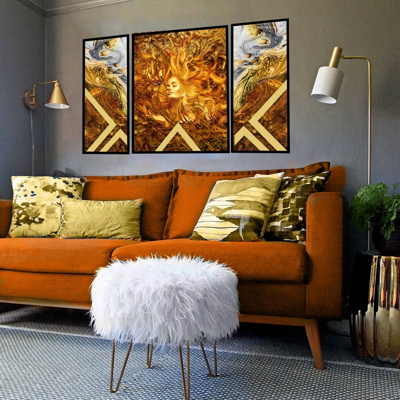 تابلو بکلیت طرح مدرن آرت مدل شاین اکلیلی B-2867 مجموعه 3 عددی