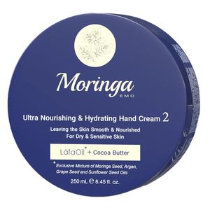 کرم دست فوق مغذی و آبرسان مورینگا اِمو مدل 2 پوست خشک و حساس کاسه‌ای 250 میلی‌لیتر