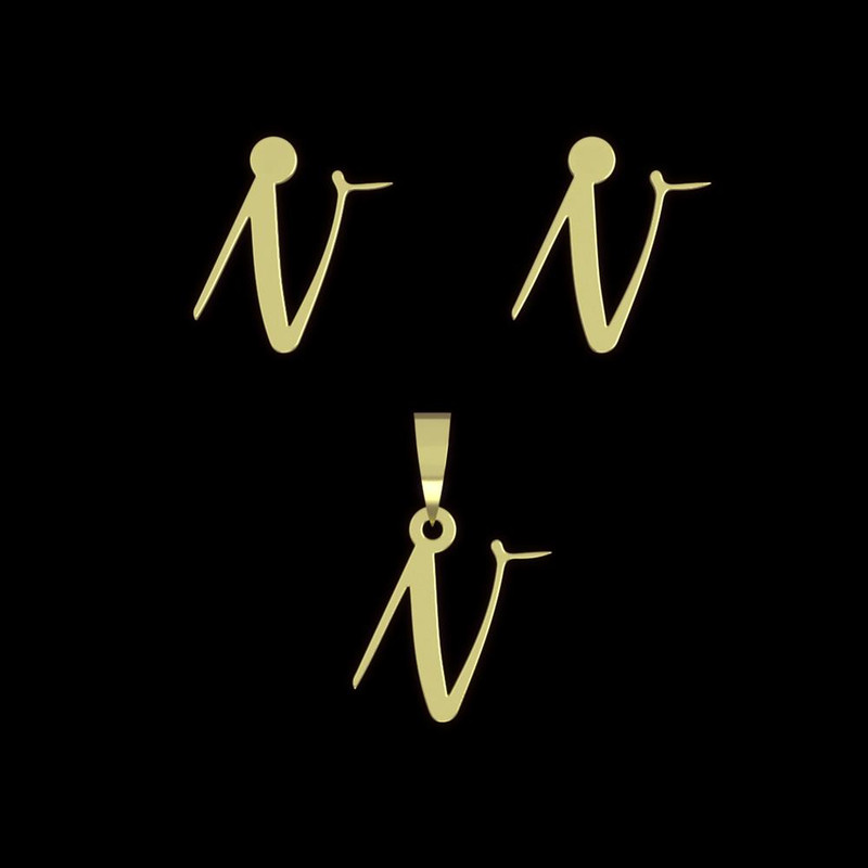 نیم ست طلا 18 عیار زنانه مدوپد مدل حرف n کد NA11008