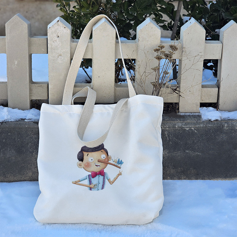 ساک خرید پارچه ای خندالو طرح پینوکیو مدل توت بگ کد 747