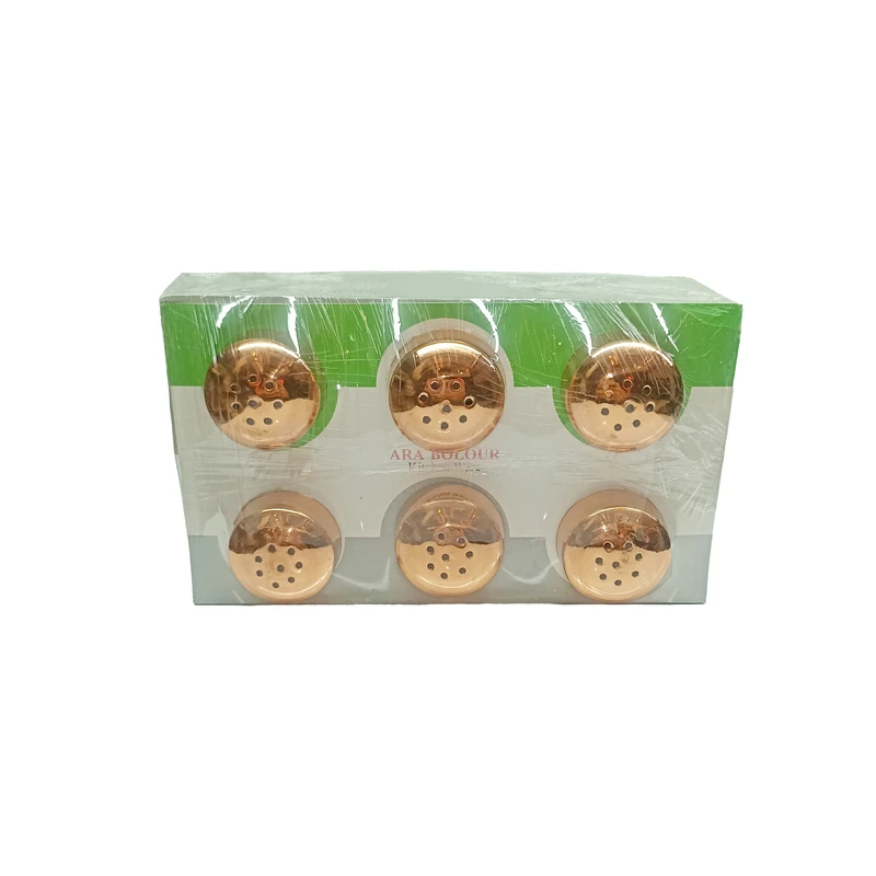 عکس شماره 3 : نمکدان مسی مدل کف شیشه ای مجموعه 6 عددی