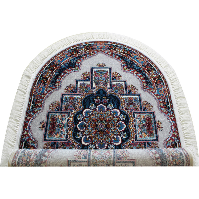 فرش ماشینی مدل بیضی طرح ناردون زمینه فیلی
