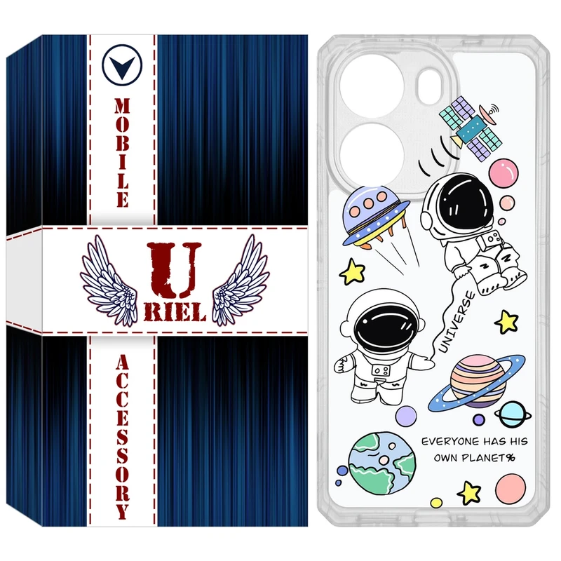 کاور یوریل مدل Clear کد 25 طرح فضانوردان مناسب برای گوشی موبایل شیائومی Poco X7 Pro
