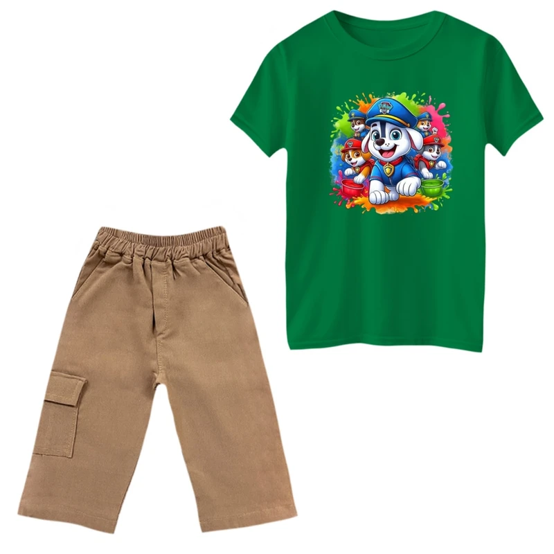 ست تی‌شرت و شلوارک پسرانه مدل سگ های نگهبان