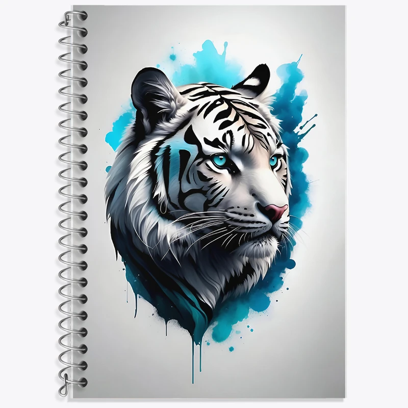 دفتر زبان 50 برگ خندالو مدل سه خط طرح ببر سفید کد F7046