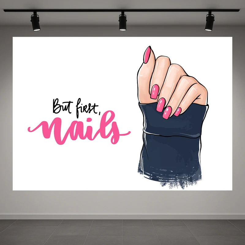 تابلو بوم طرح مخمل دیزاین ناخن مدل first nails کد AR3059947