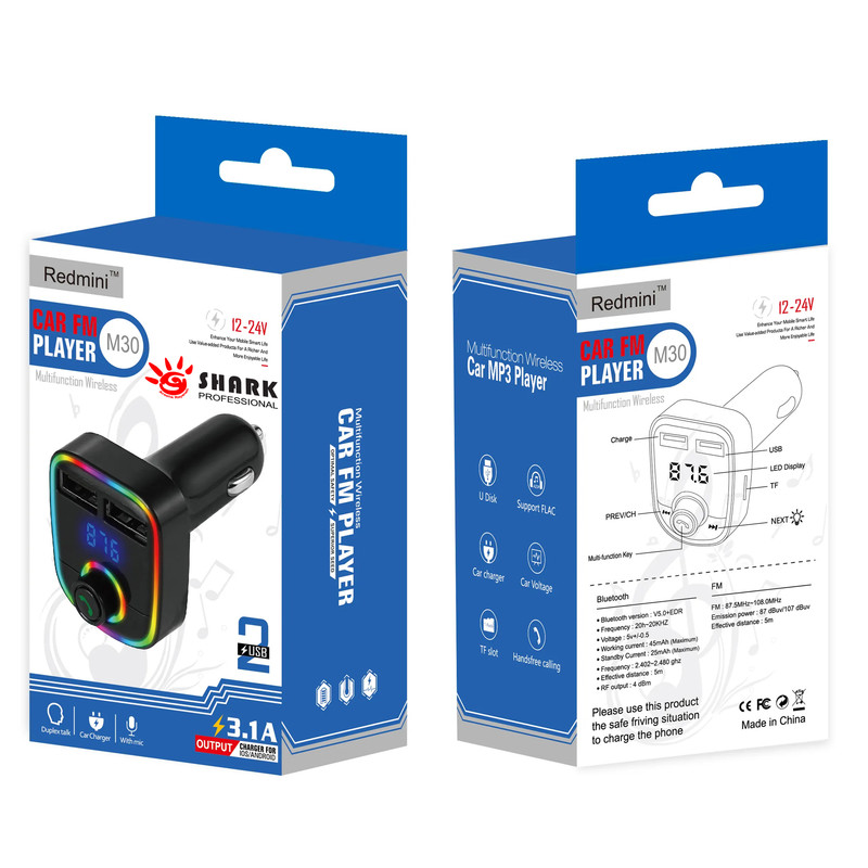 پخش کننده اف ام خودرو شارک مدل FM BLUETOOTH M30