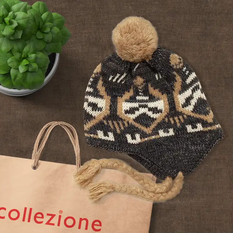 کلاه بافتنی بچگانه کولزیون مدل هندسی کد 61802