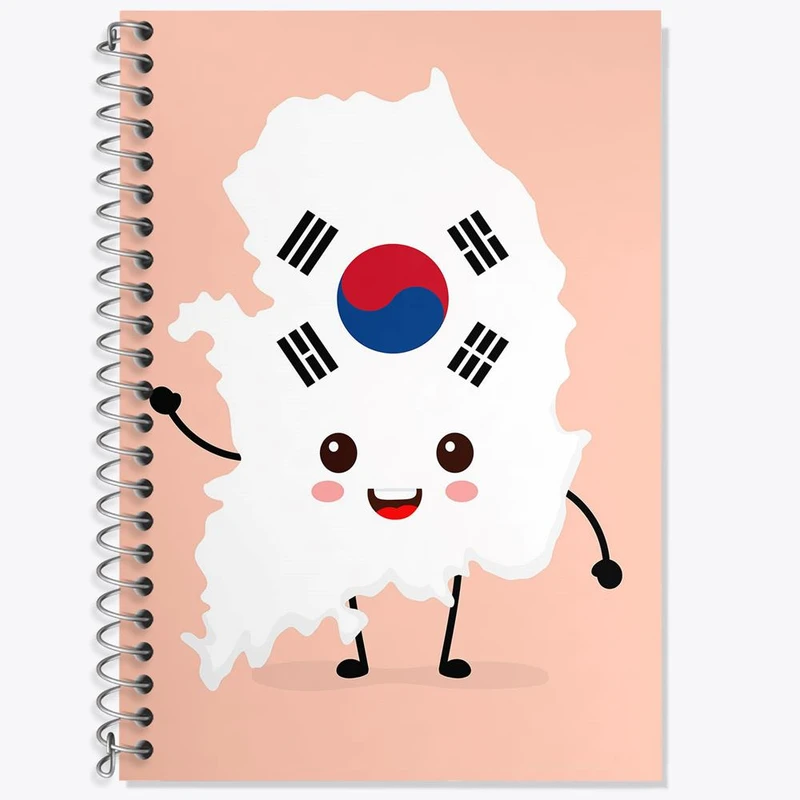 دفتر زبان 50 برگ خندالو مدل دو خط طرح پرچم کره جنوبی کد 20555