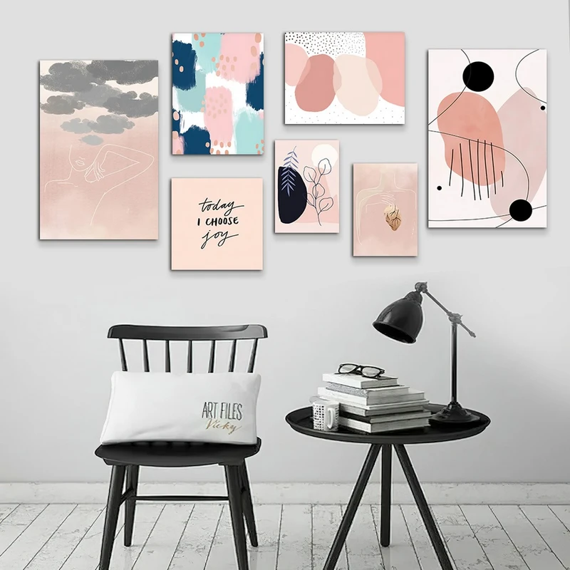 تابلو شاسی بکلیت طرح نقاشی مینیمال سبک نو مدل SH-974 مجموعه 7 عددی