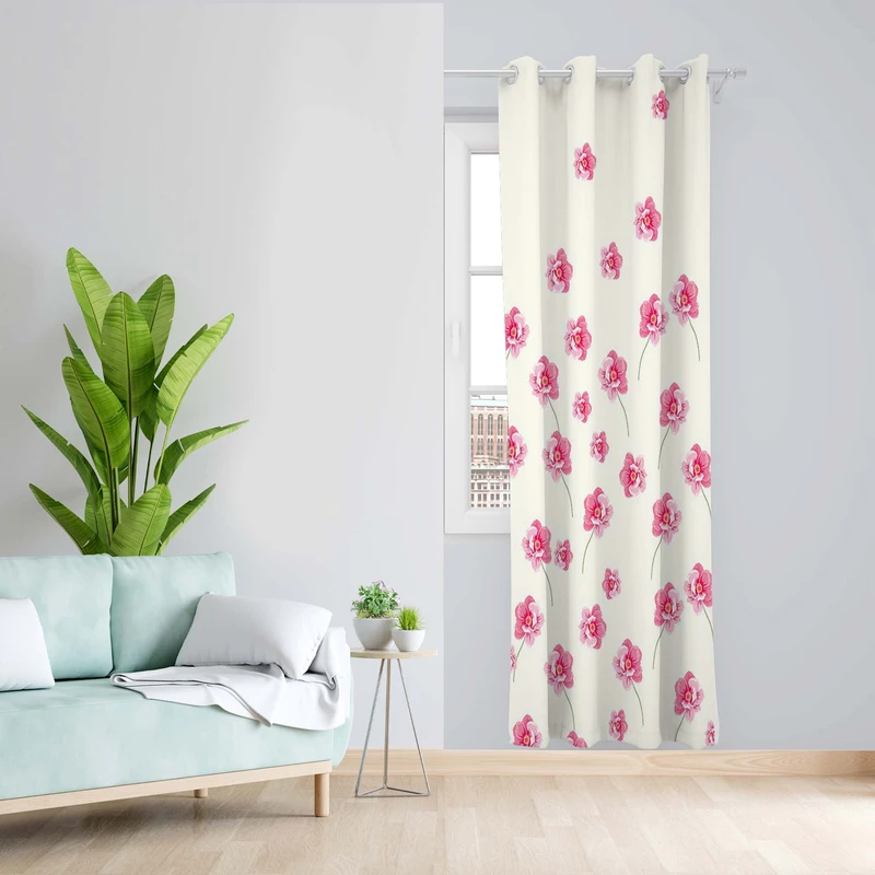 پرده طرح گلدار مدل مخمل پانچی کد 5470R z سایز 140x200 سانتی متر