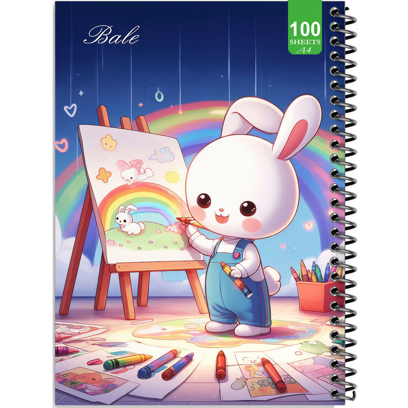 دفتر نقاشی 100 برگ بله طرح فانتزی خرگوش نقاش کد A4-N125