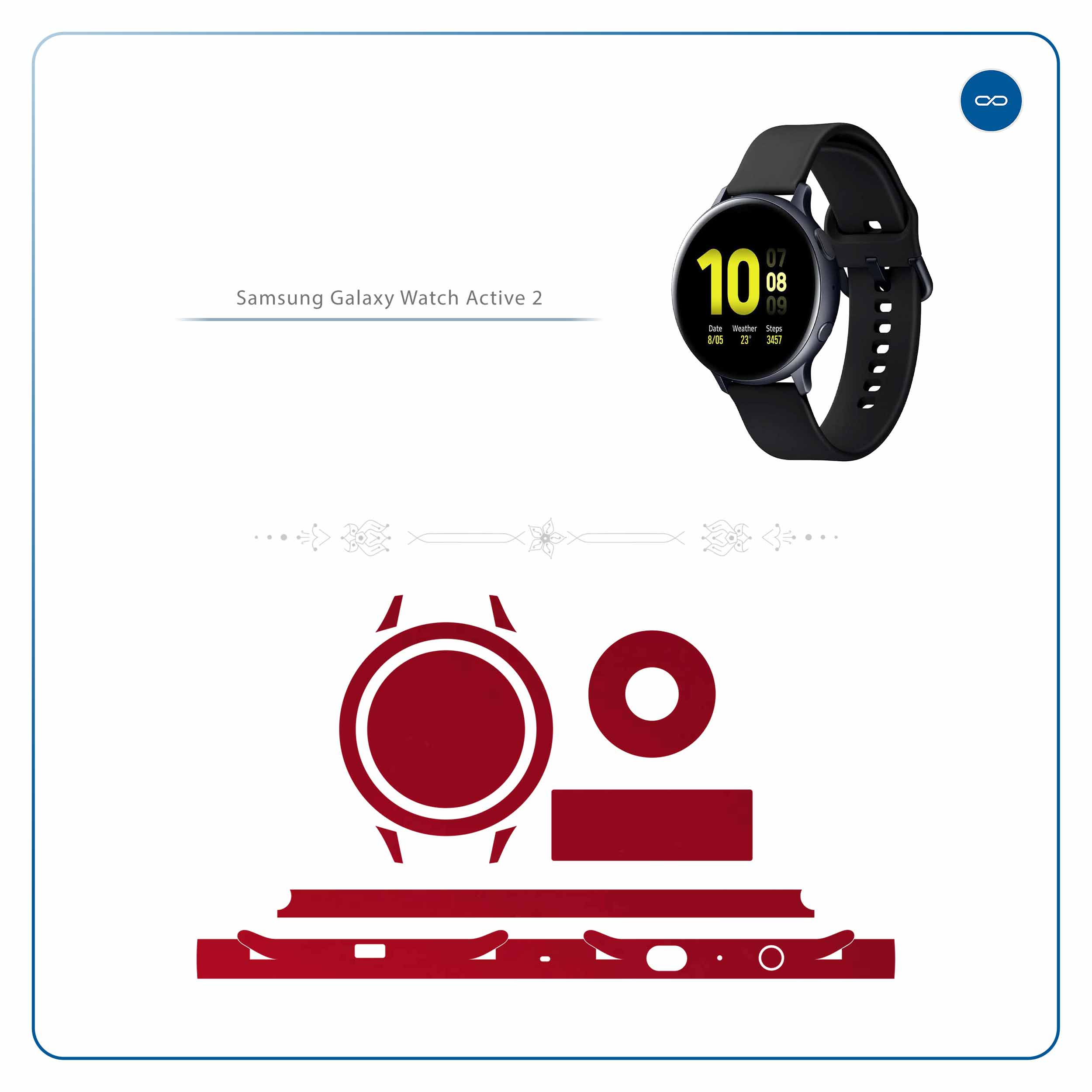 برچسب ماهوت طرح Matte-Warm-Red مناسب برای ساعت هوشمند سامسونگ Galaxy Watch Active 2 44mm