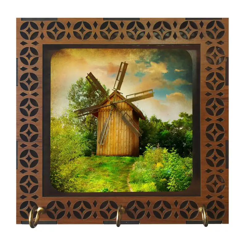 جاکلیدی مدل D1003 طرح نقاشی منظره مزرعه و آسیاب بادی