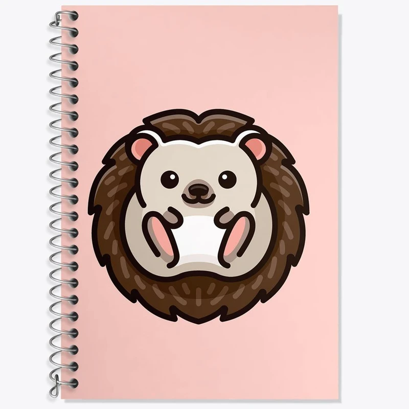 دفتر زبان 50 برگ خندالو مدل سه خط طرح حیوانات بامزه جوجه تیغی کد 28202