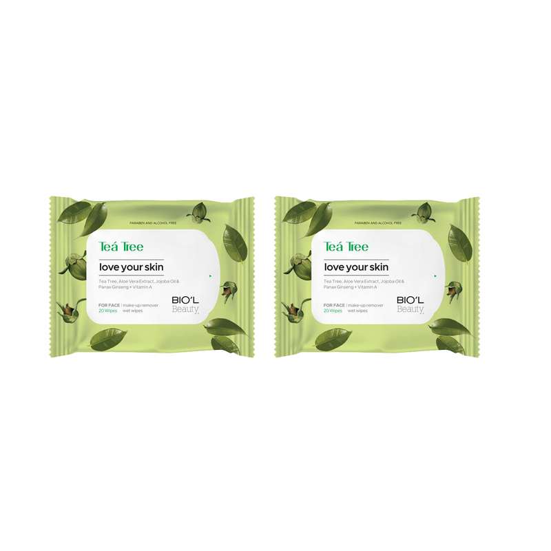 دستمال مرطوب بیول مدل Tea Tree مجموعه 2 عددی