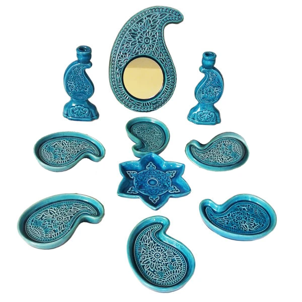 مجموعه ظروف هفت سین طرح بته جقه کد H-55