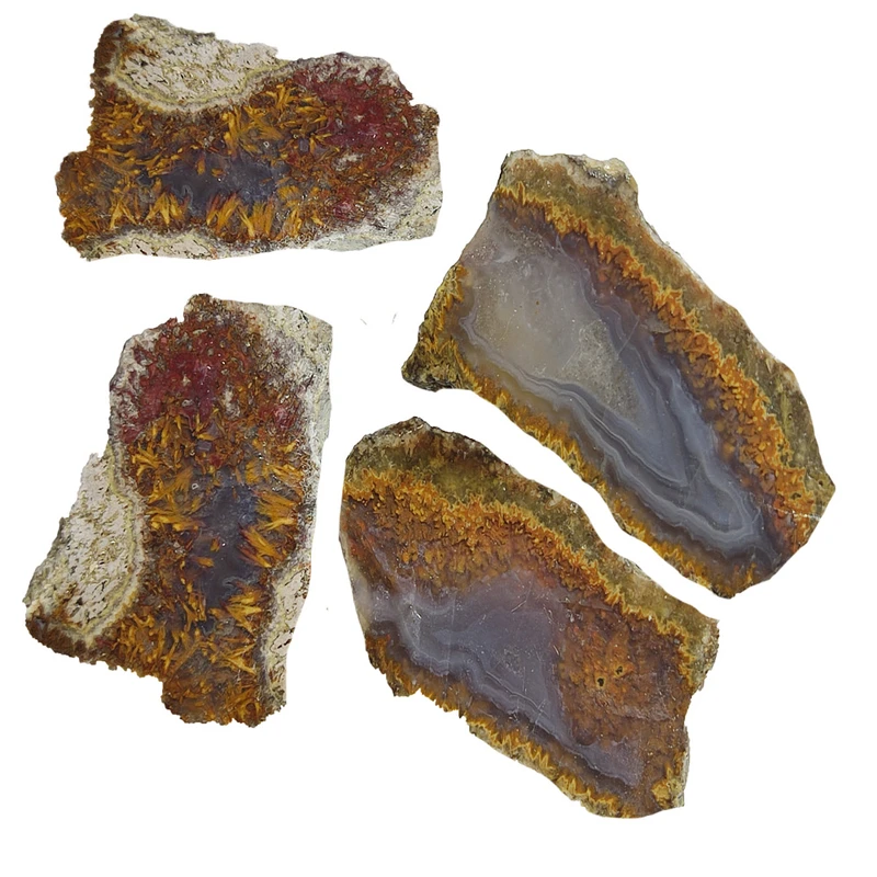 سنگ عقیق مدل شجر مویی  کد H 240 مجموعه 4 عددی