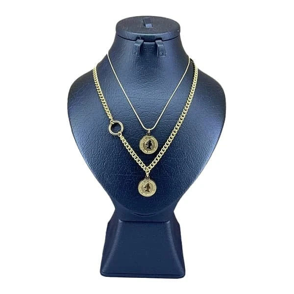 گردنبند زنانه مدل 2 ردیفه طرح ملکه الیزابت کد 7009