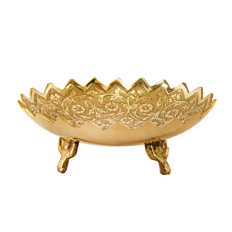 پیاله برنجی مدل  سه پایه قلم زنی طرح لب قلعه کد 5173 بسته 6عددی