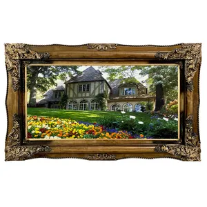 تابلو فرش ماشینی طرح دستبافت مدل خانه ویلایی کد 7468