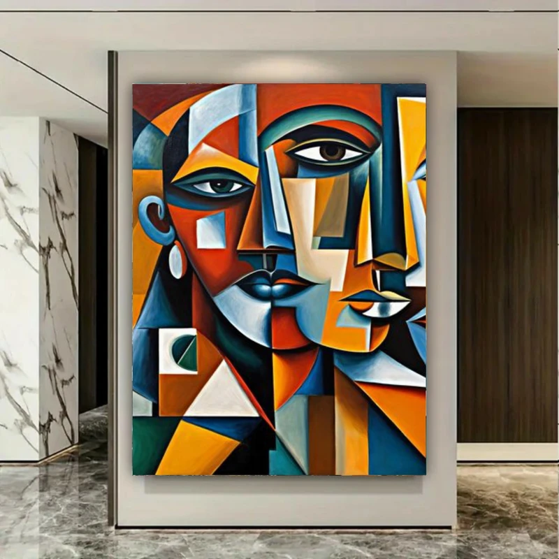 تابلو بوم طرح مخمل نقاشی دوچهره مدل کوبیسم کد BK25080