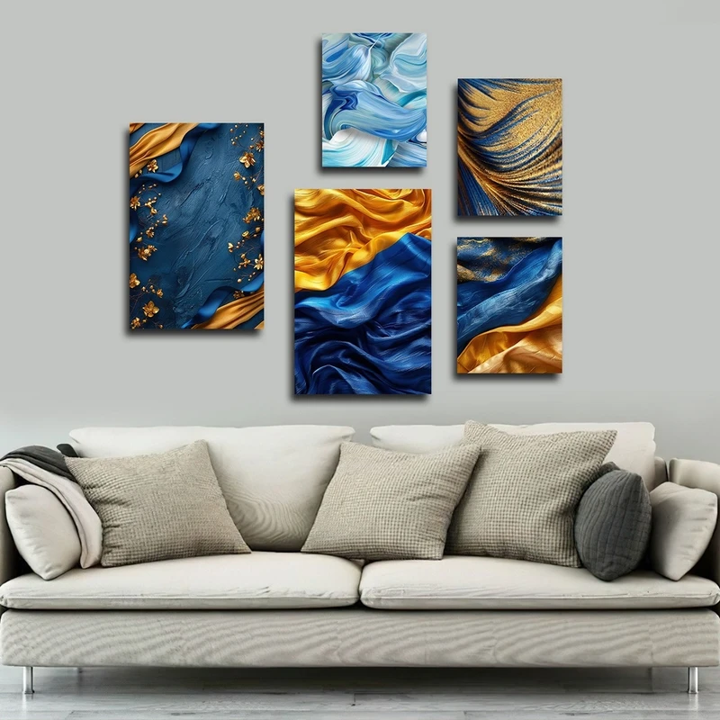 تابلو شاسی بکلیت طرح نقاشی آبرنگی مدل SH-2740 مجموعه 5 عددی