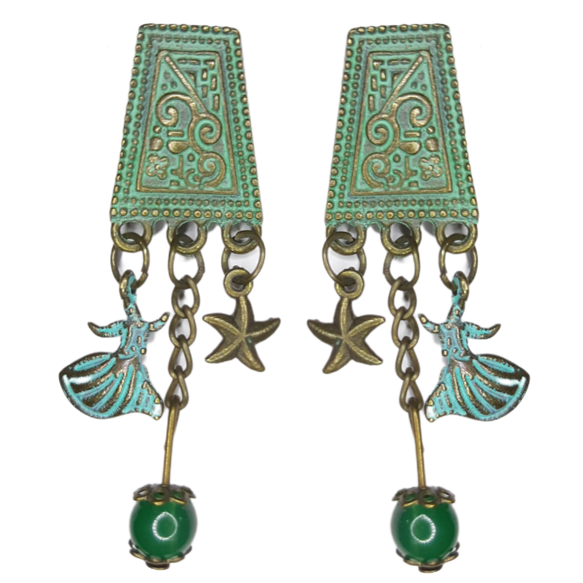 گوشواره دستساز زنانه مدل آویز طرح سنتی کد 00148