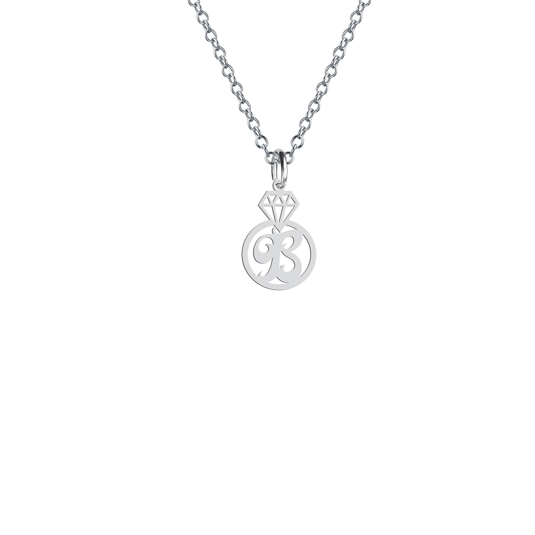گردنبند هایکا طرح الماس و حرف B مدل s.ha2-836