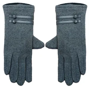 دستکش زنانه مدل دو دکمه تاچ موبایلی کد AS1430 رنگ طوسی