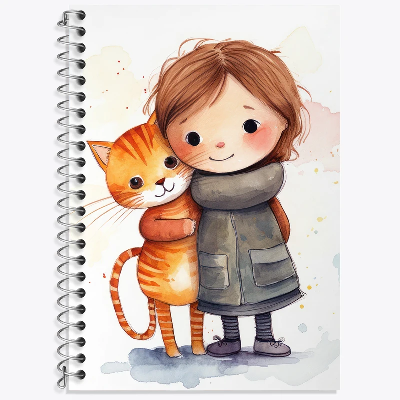 دفتر زبان 50 برگ خندالو مدل دو خط طرح دختر و گربه کد N2231