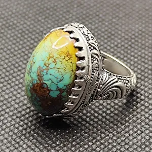 انگشتر نقره مردانه مدل سنگ فیروزه نیشابور کد 56