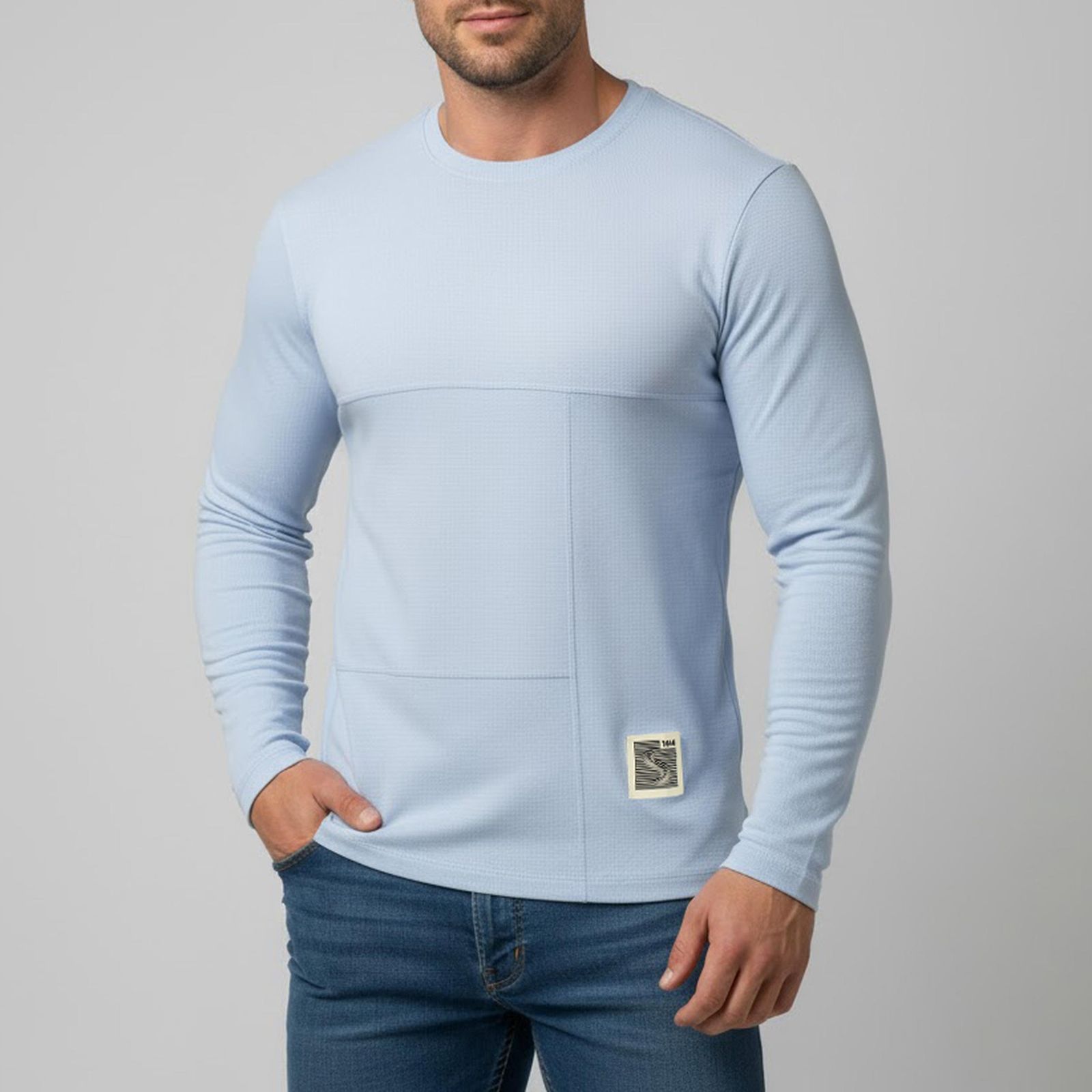 تیشرت آستین بلند یقه گرد مردانه باینت مدل 805 - - 1