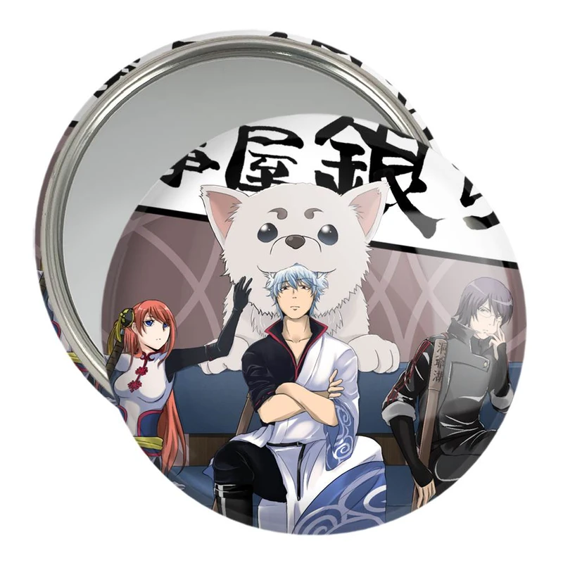 آینه جیبی خندالو مدل شینسوکه و گینتوکی و کاگویا انیمه گینتاما  کد 12955