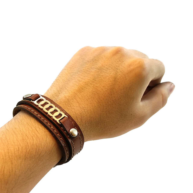 دستبند مردانه کارگاه چرم مدل حلقه کد 06
