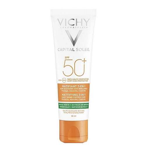 کرم ضد آفتاب بدون رنگ ویشی SPF 50 مدل کاپیتال سولیل ‌مناسب انواع پوست‌ حجم 50 میلی‌لیتر