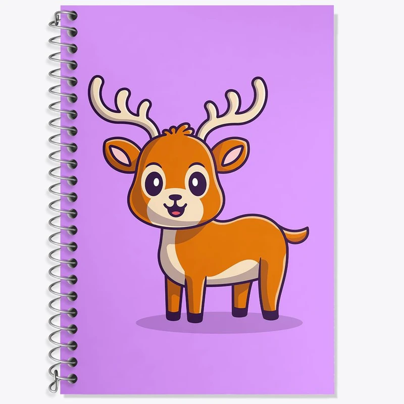 دفتر زبان 50 برگ خندالو مدل سه خط طرح حیوانات بامزه گوزن کد 25404