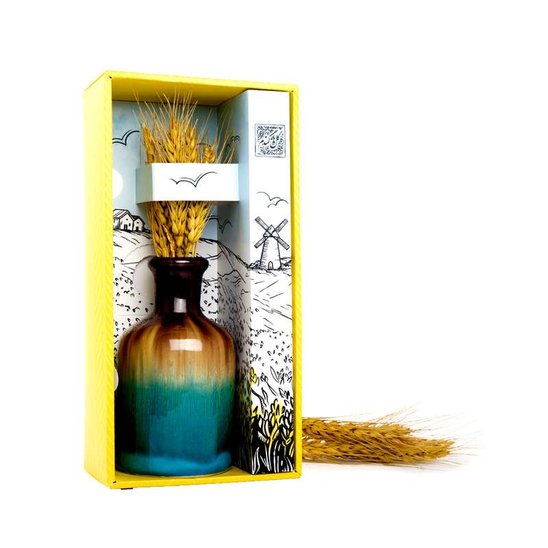 ست هدیه آرا هنر فاخر ایرانی مدل گل گندم بسته گلدان سفالی و گندم خشک تزئینی