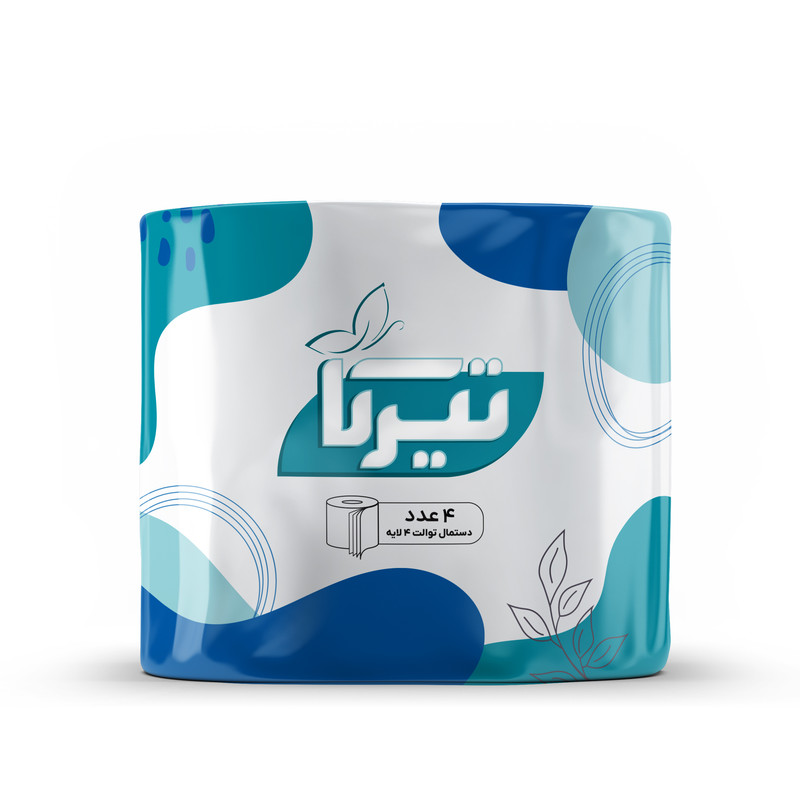 دستمال توالت چهار لایه تیرکا مدل فیروزه بسته ۴ عددی