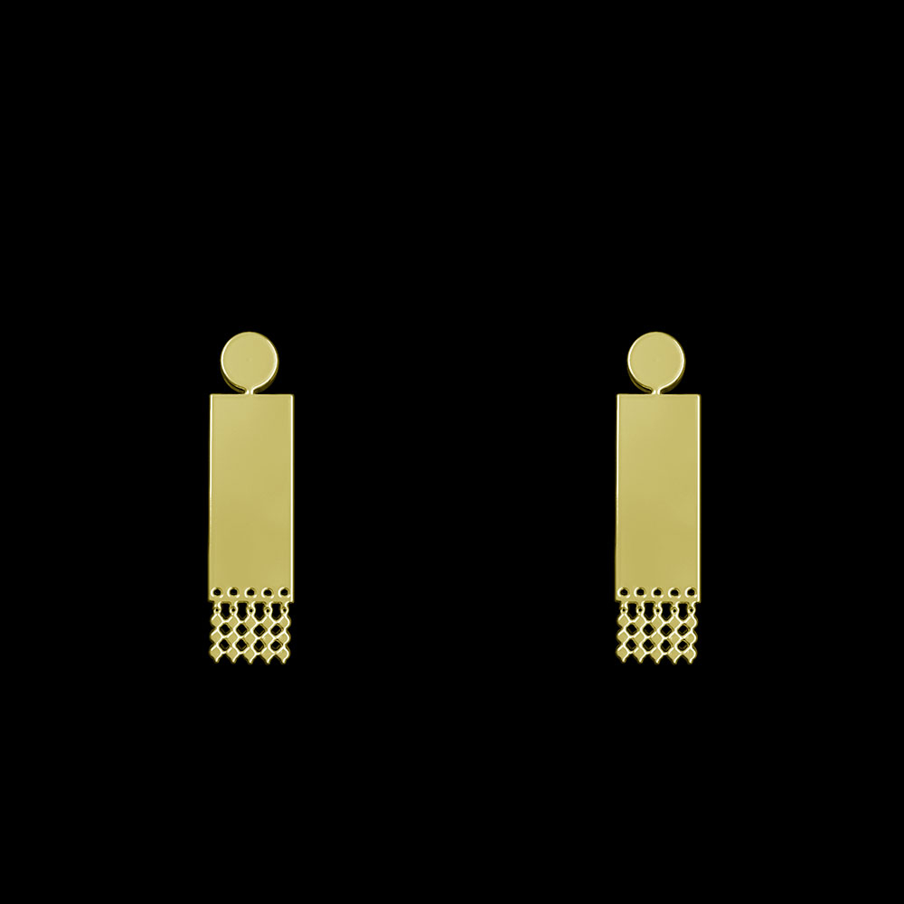 گوشواره طلا 18 عیار زنانه مدوپد مدل هندسی کد GA1-14885