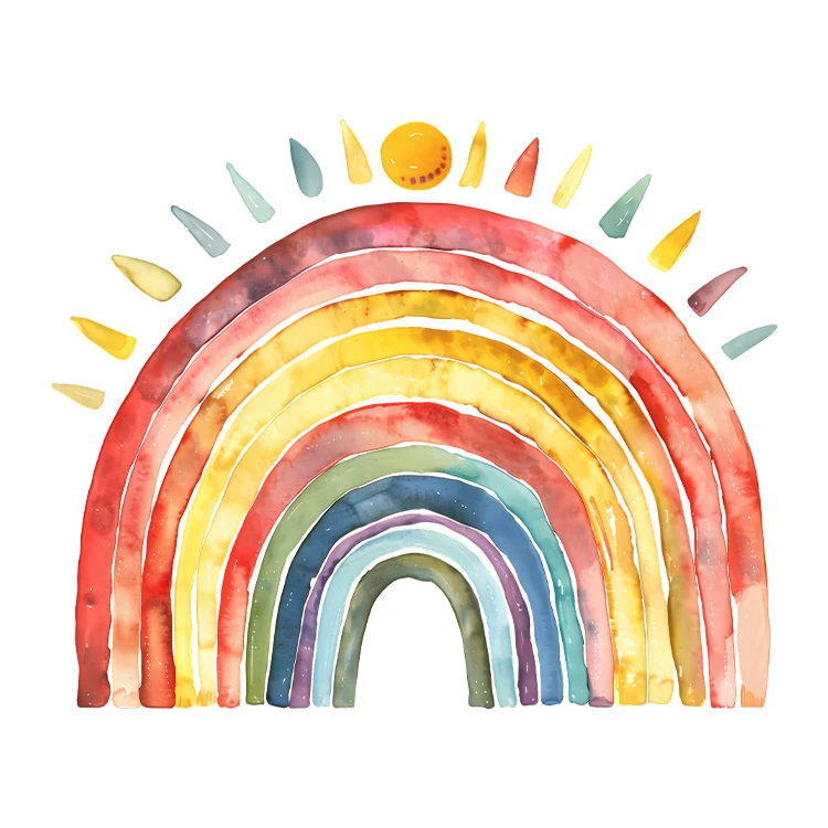 استیکر پارچه و لباس پاد آفرین مدل کارتونی رنگین کمان کد S3764