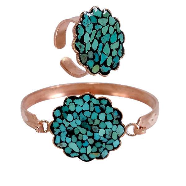 نیم ست زنانه مدل فیروزه کوب اصل طرح گل کد JW394