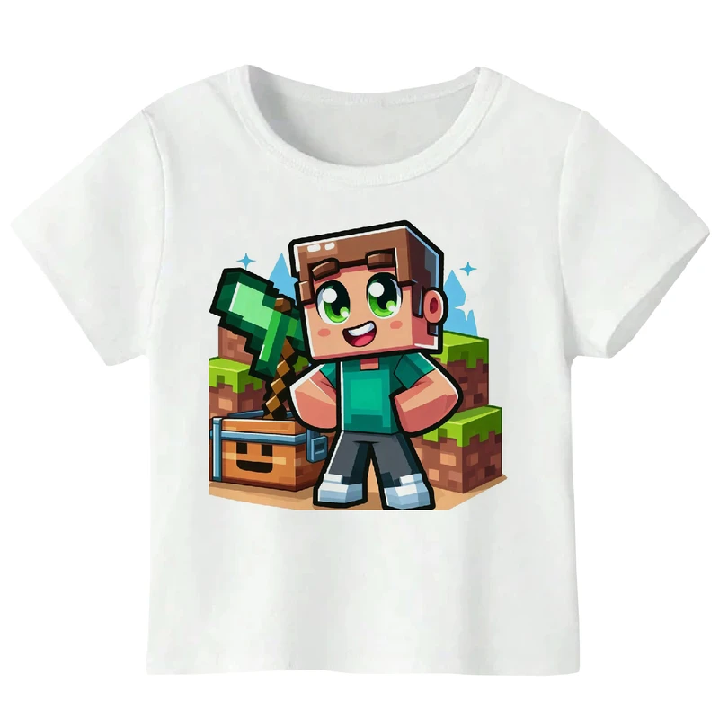تی شرت آستین کوتاه دخترانه مدل ماینکرفت WS42