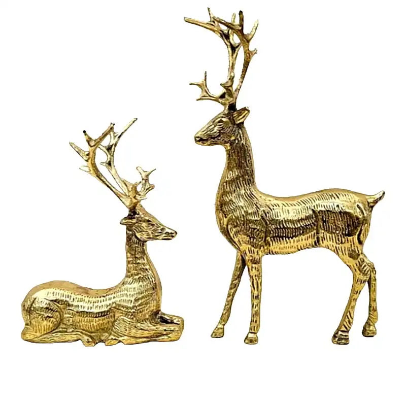 مجسمه برنجی مدل گوزن کد H-1163 مجموعه 2 عددی