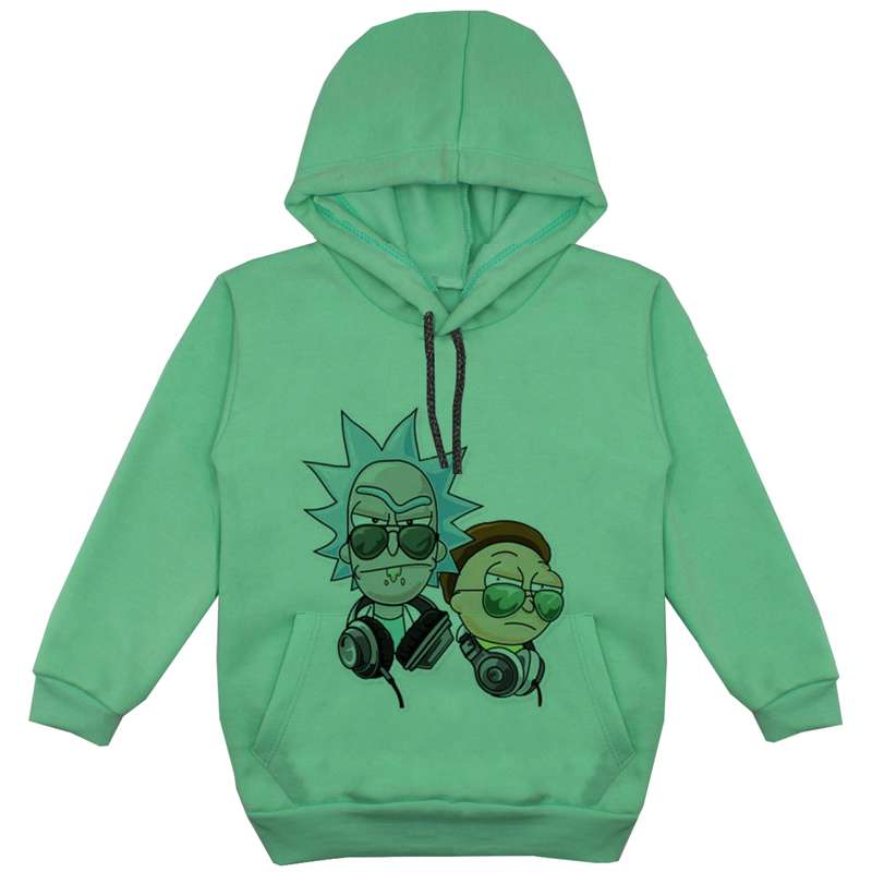 هودی پسرانه مدل ریکی ومورتی F178 رنگ سبز